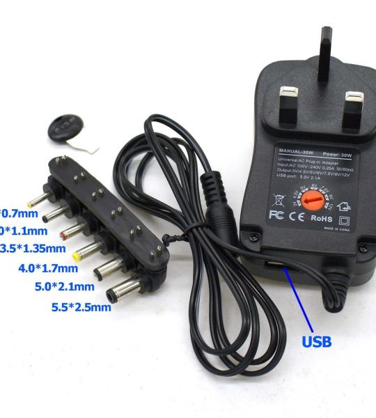 Universal Power Adapter 12V 9V 7.5V 6V 5V 4.5V 3V /30w