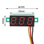 Three wire 0.28 inch dc 0v to 100v digital voltmeter