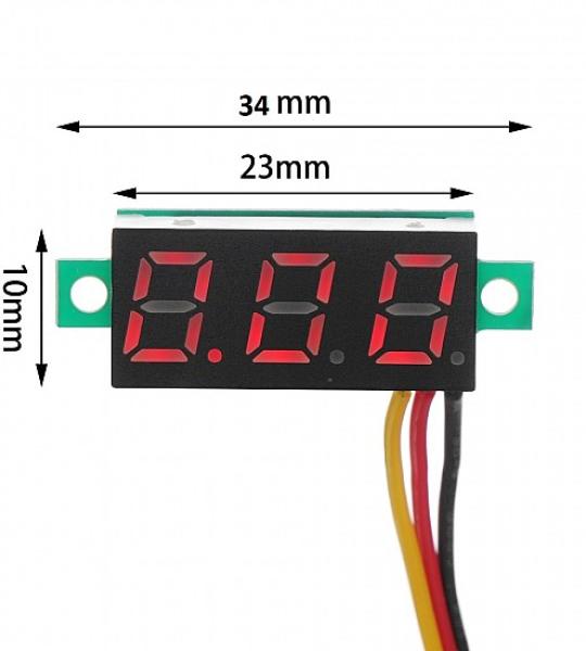 Three wire 0.28 inch dc 0v to 100v digital voltmeter