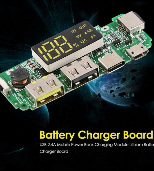 Led Dual Usb 5V 2.4A Type-C/Micro/Lightning Usb Power Bank 18650 Charger Board