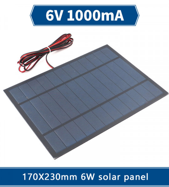 6V 6W 1000mA 170x230mm Solar Panel with Wire