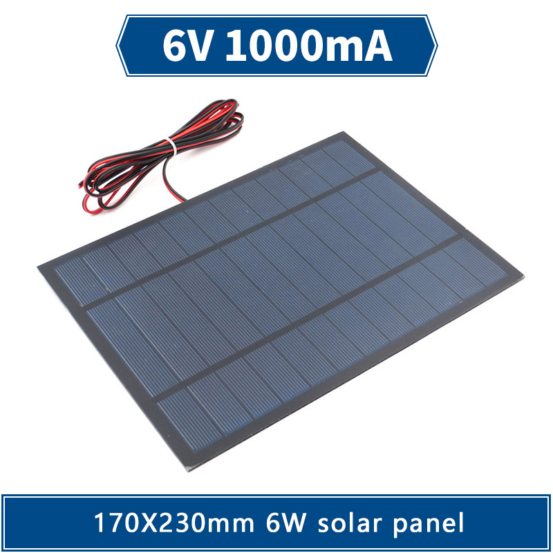 6V 6W 1000mA 170x230mm Solar Panel with Wire