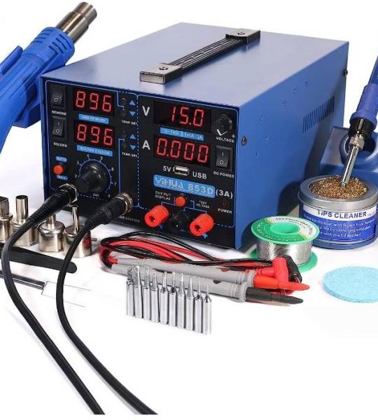 YIHUA 853D Hot Air Rework soldering Station with Power Supply 3 in 1