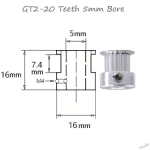 GT2-6mm Belt Width 20 teeth 5mm Bore Aluminium Timing Pulley