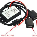 DC to DC stepdown 12V to 5V dual USB car power buck converter 3A 15W