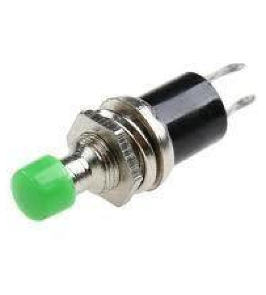 OFF- (ON), Momentary ON, Black head - IC177 Green Push Button