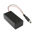 5.5MM male plug case box holder w cover for 9V battery