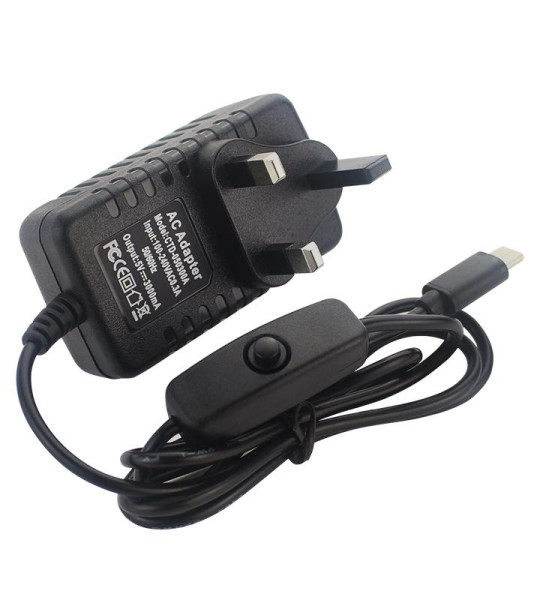 Power Supply 5V 3A Type-C Power Adapter USB-C UK Charger For Raspberry Pi 4